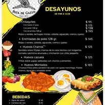 Menú de desayunos de Pata de Gallo